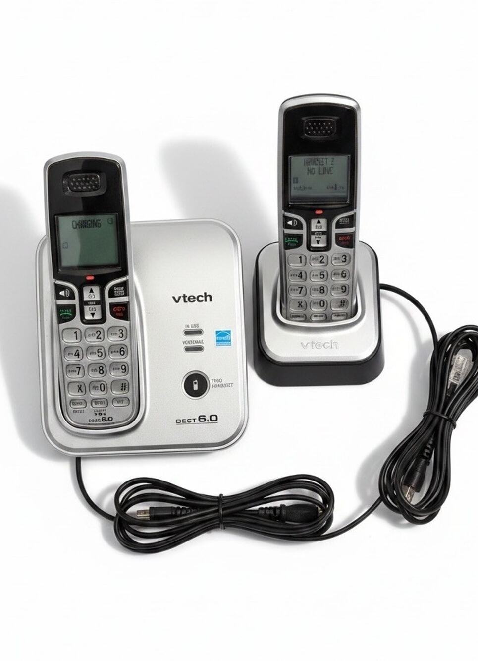 2 VTech DECT 6.0 Cordless Phone System Handsets Silver Black Tested Lot 2